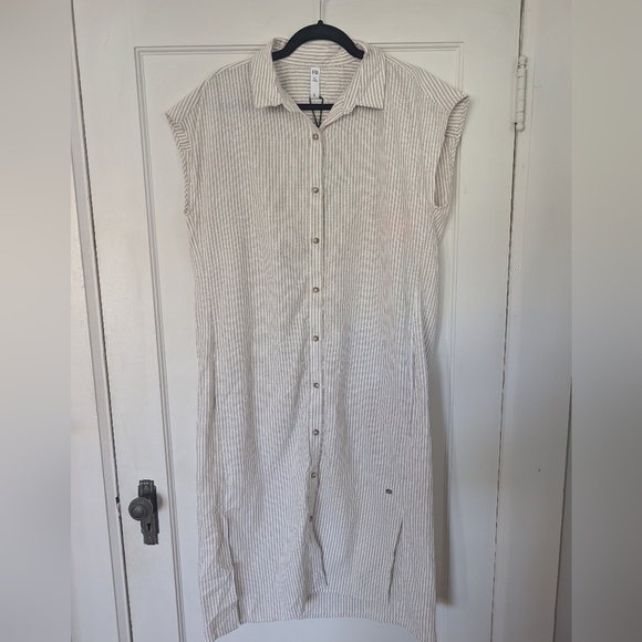 FIG Kelly Shirt Dress Linen Blend Striped Women's Medium NWT - Picture 2 of 9
